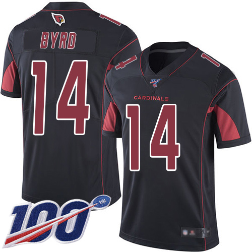 Arizona Cardinals Limited Black Men Damiere Byrd Jersey NFL Football 14 100th Season Rush Vapor Untouchable